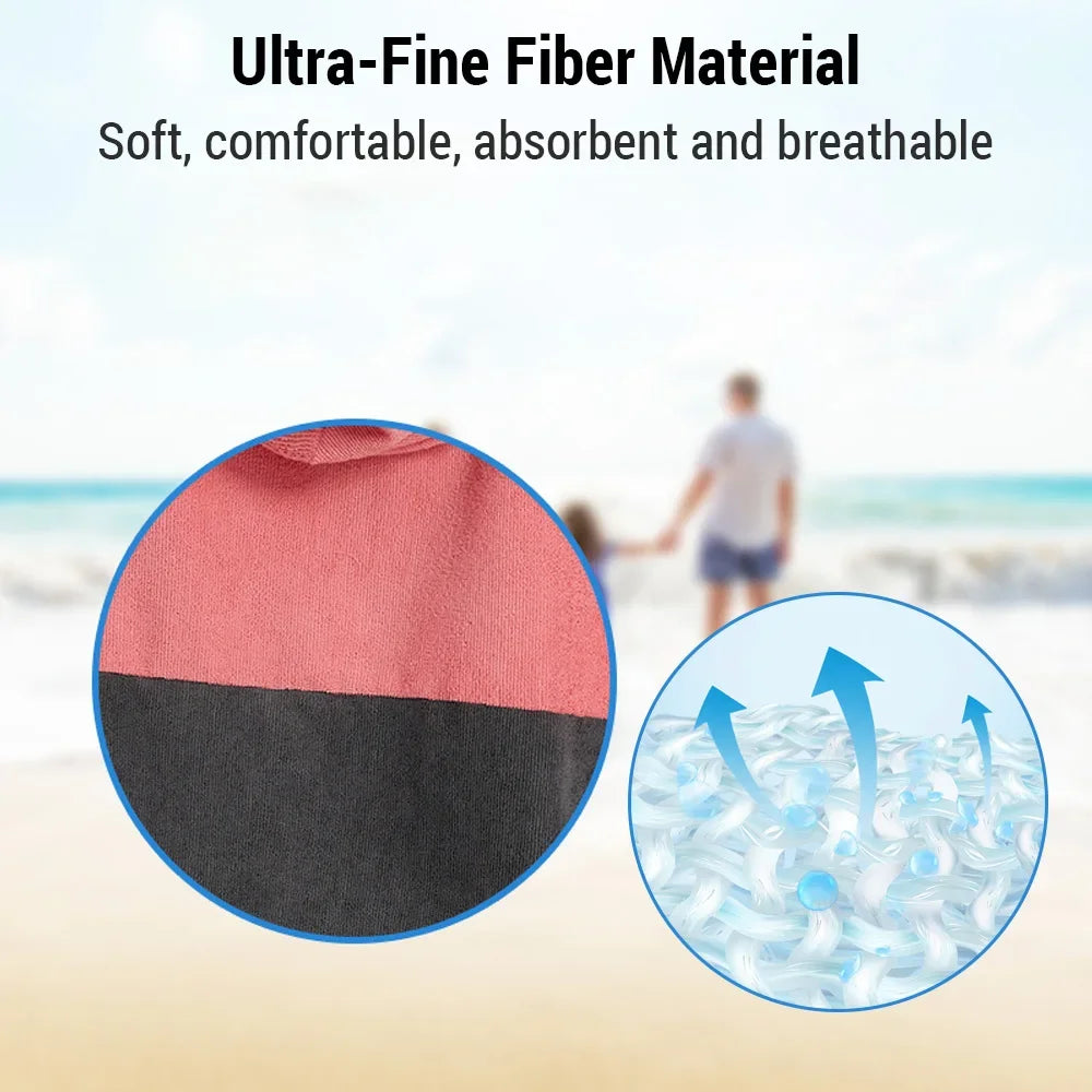Quick-Dry Badjas Poncho - Surfponcho met Kap, Winddicht en Warm voor Stranden, Zwemmen en Duiken