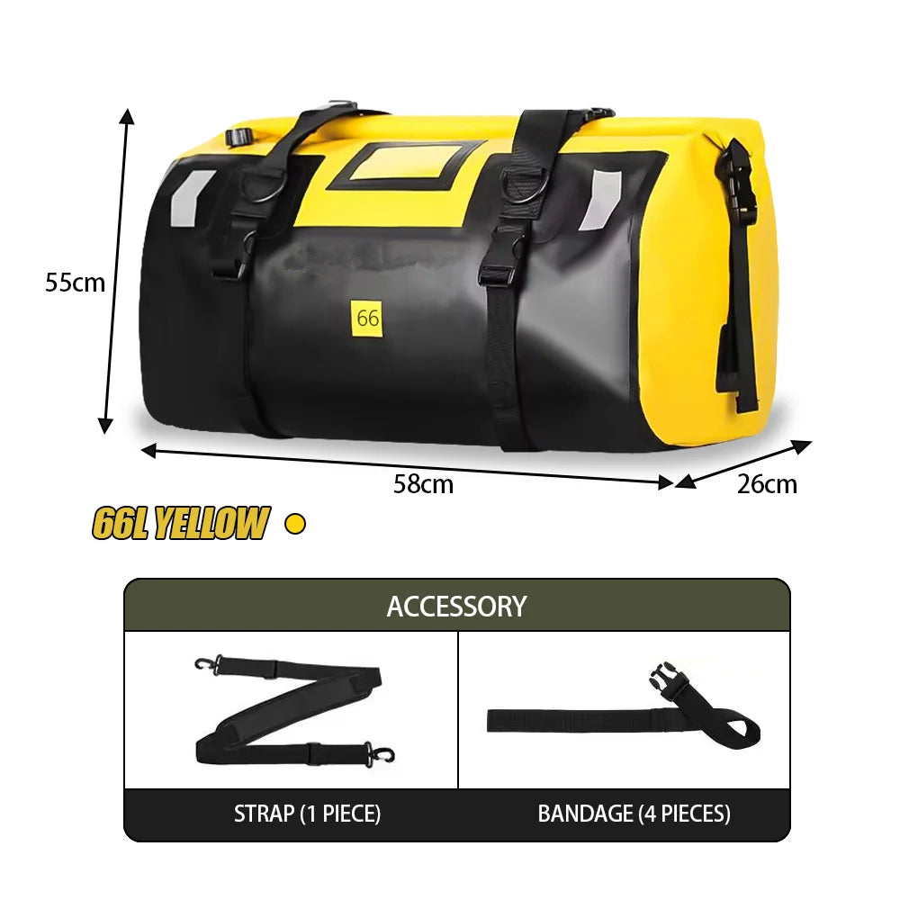Universele Waterdichte Motor Achtertas - 40L/66L Fiets, Scooter en Camping Bagage, Multifunctionele Luggage Pack met Reflecterende Strips