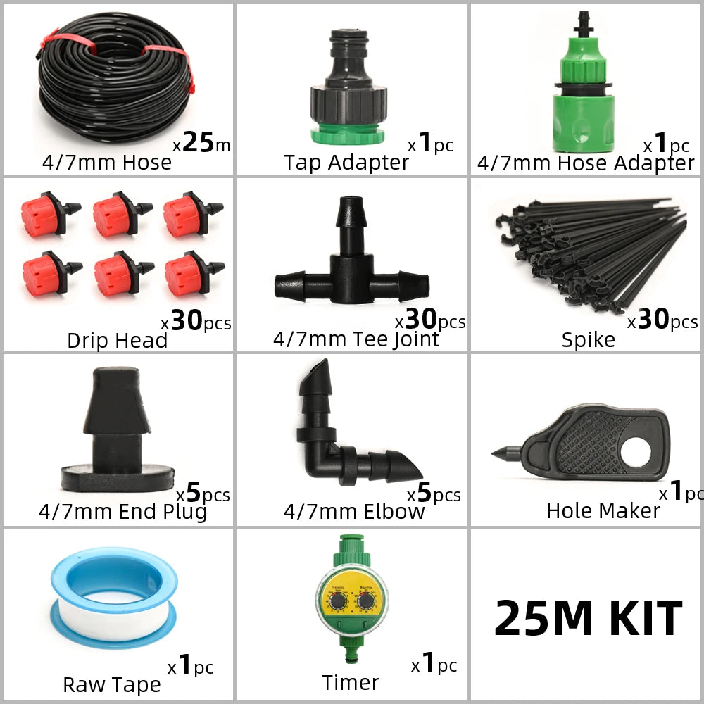 Automatic Drip Irrigation System – Garden Watering System with Timer & Micro-Drippers