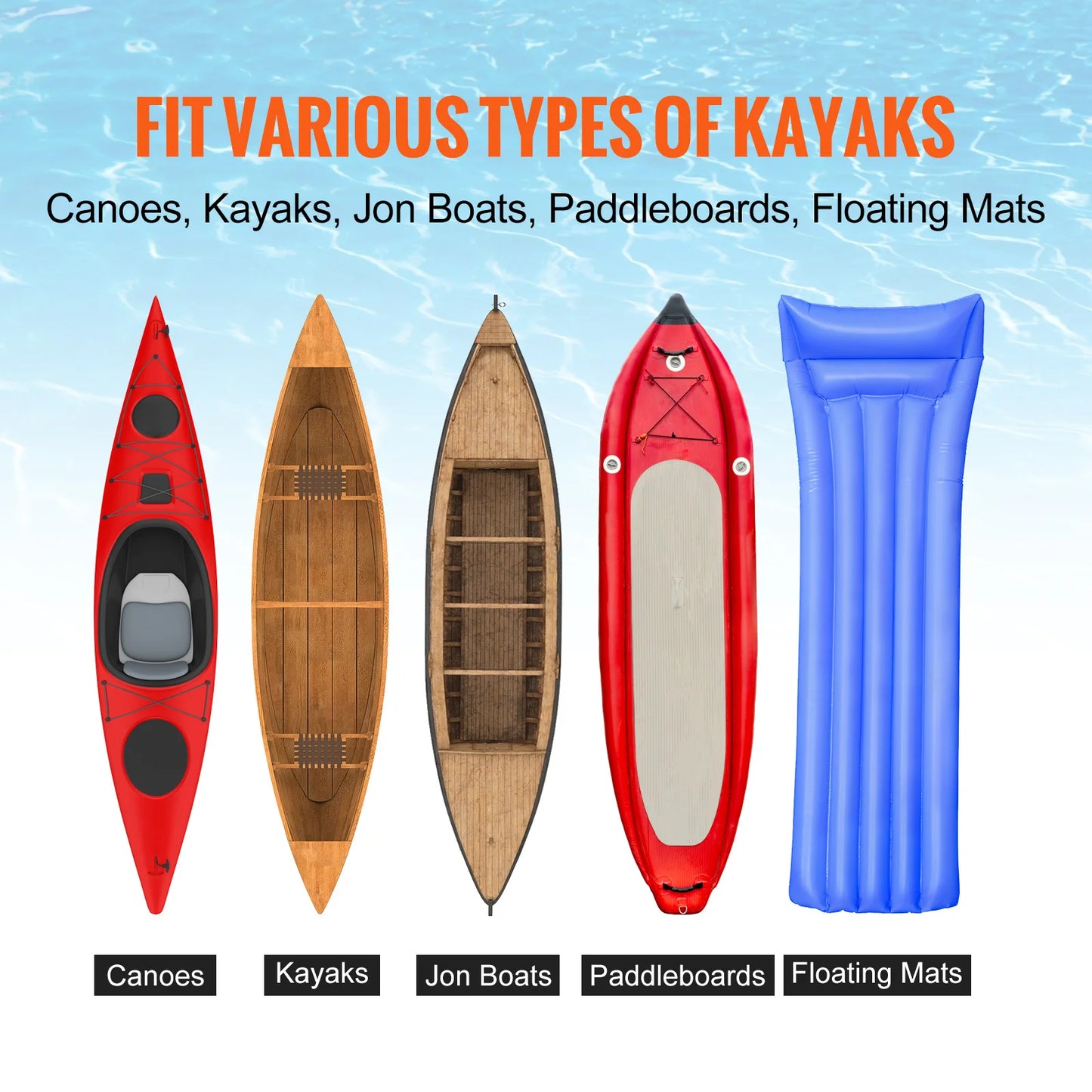 Kayak Cart 450 lbs - Verstelbare Brede Trolley voor Kano, Kajak, Paddleboards en Vlotmatten met 12'' All-Terrain Wielen
