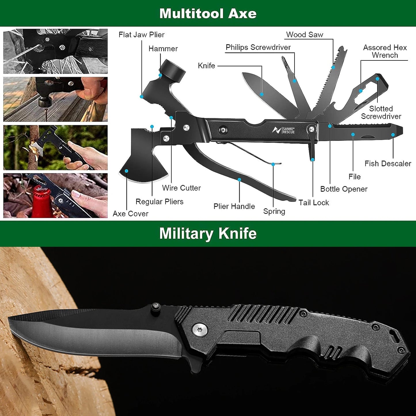 Professionelles Survival-Kit und Erste-Hilfe-Set – komplettes Survival-Paket mit Molle-Tasche für Camping und Outdoor