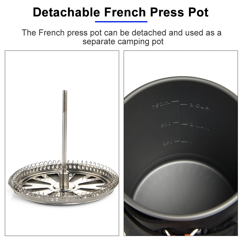Camping Cooking System met Warmtewisselaar | Outdoor Gasfornuis met Koffiepot en Bestek voor Kamperen en Toerisme