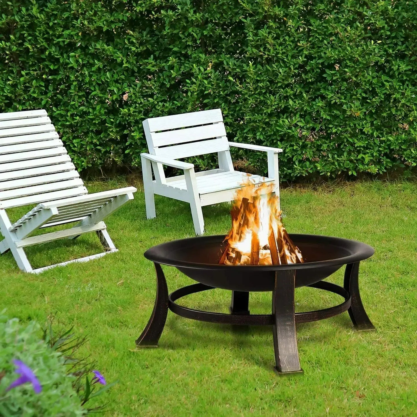 30" Stalen Vuurschaal & BBQ Grill | Outdoor Fire Pit voor Tuin & Camping