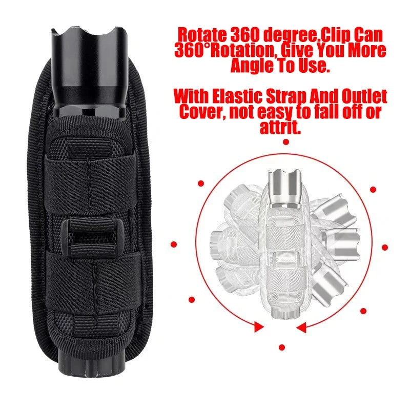 Tactische Zaklamp Pouch – Duurzame Holster voor Jacht en Survival Kits – 360 Graden Draaibare Zaklamp Houder
