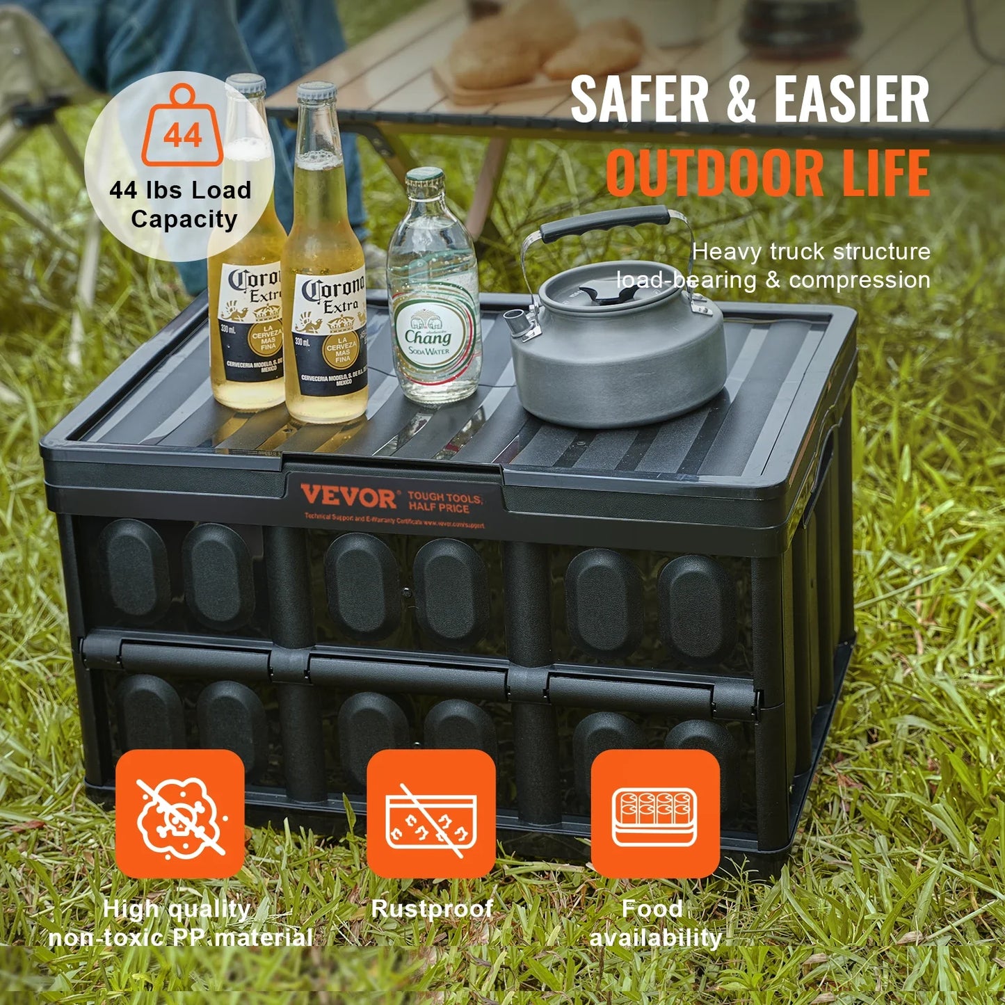 45L/65L Opvouwbare Opslagboxen - Stapelbare Kratten met Deksel en Handvatten voor Kleding, Snacks, Speelgoed en Boodschappen