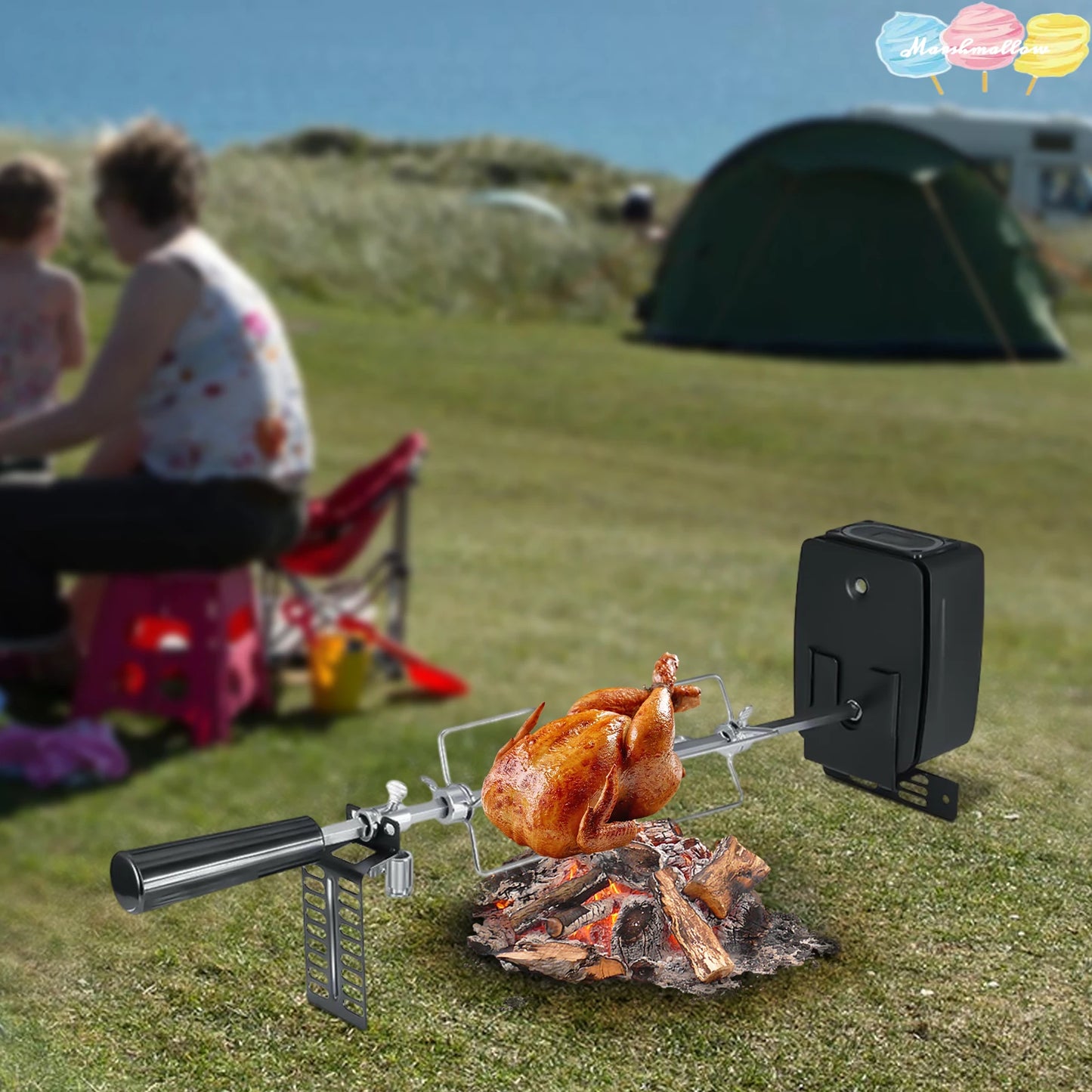 BBQ Draaigrill Set met Motor | RVS Rotisserie Kit voor Gasgrill, BBQ & Vuurkorf