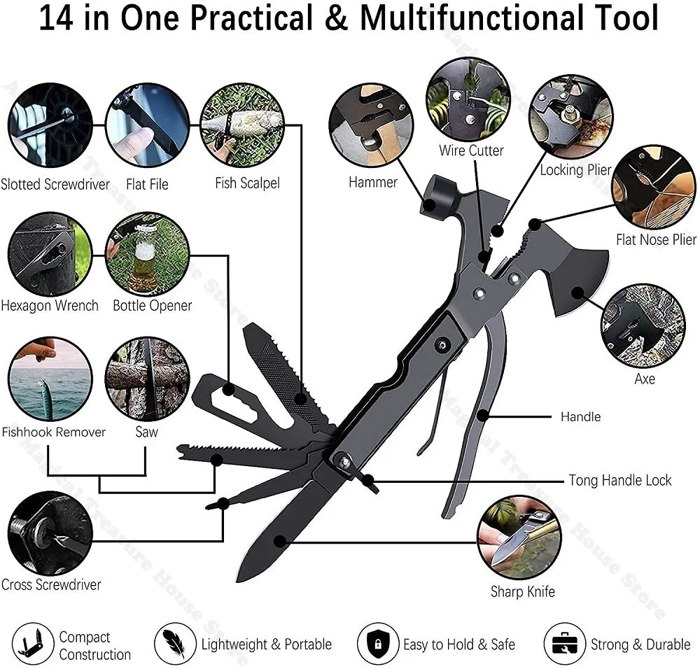 Outdoor Multi-Tool Kit, Noodoverlevingskit met First Aid Supplies, Tactisch Camping Survival Gereedschap en Jachtuitrusting