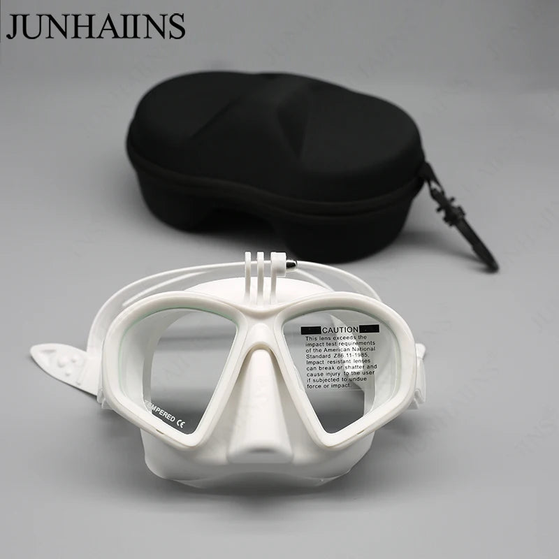 Wet Go-Pro Mount Duikmasker | Tempered Glass Freedive Mask met J-Type Snorkel & Camera Mount – Zwart