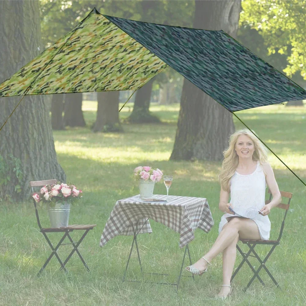 Tragbare ultraleichte Plane – wasserdichter Sonnenschutz fürs Camping, multifunktionale Strandmarkise und Zeltmatte zum Überleben und als Regenschutz