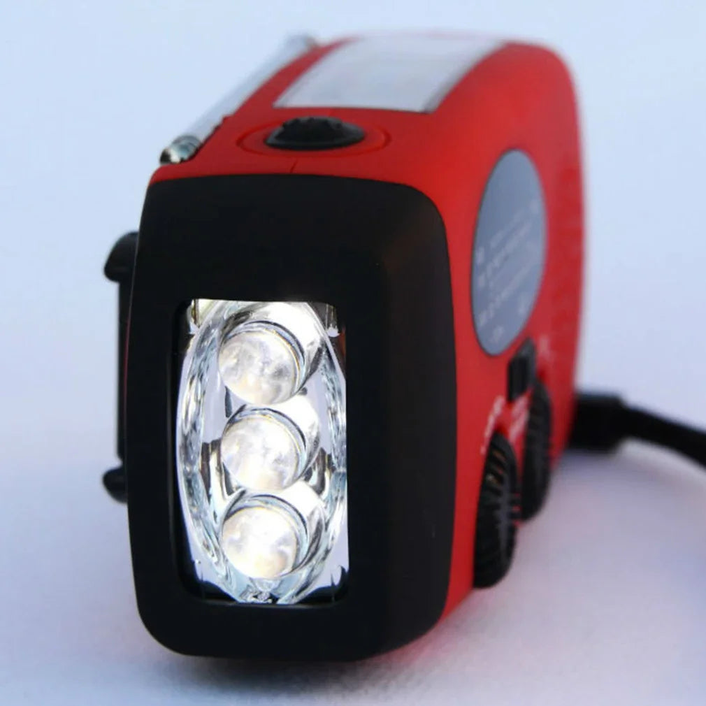 Noodradio met Zonnepaneel en Handkruk - AM/FM/WB Weerradio met LED Zaklamp en Oplader