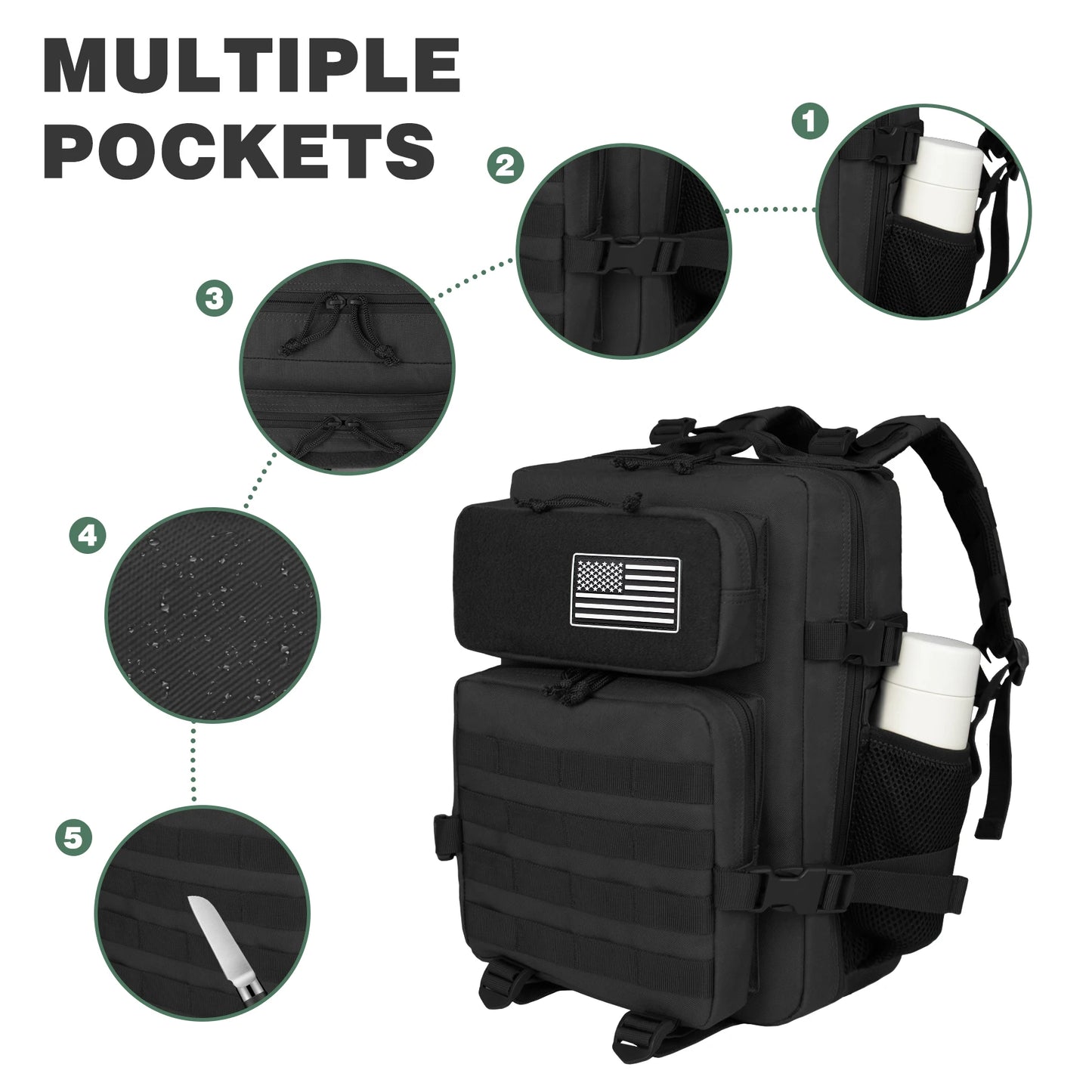 Tactische Rugzak 25L – Outdoor Unisex Legerrugzak met Molle-Systeem voor Hiking, Camping & Klimmen
