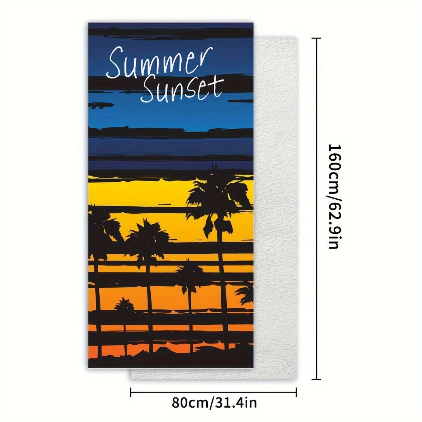 Tropisch Microfiber Strandlaken, Sneldrogend Sport Badlaken, Zomer Zonsondergang Print, Lichtgewicht Reislaken voor Strand en Buitenactiviteiten