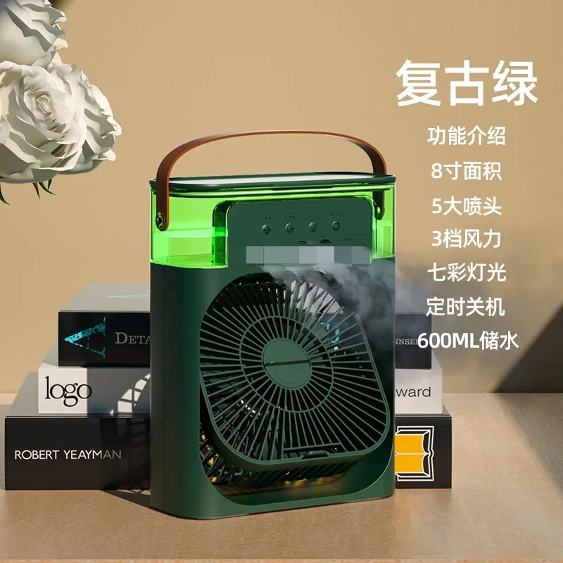 Draagbare Elektrische Ventilator met Bevochtiger – USB Mistventilator met Handvat
