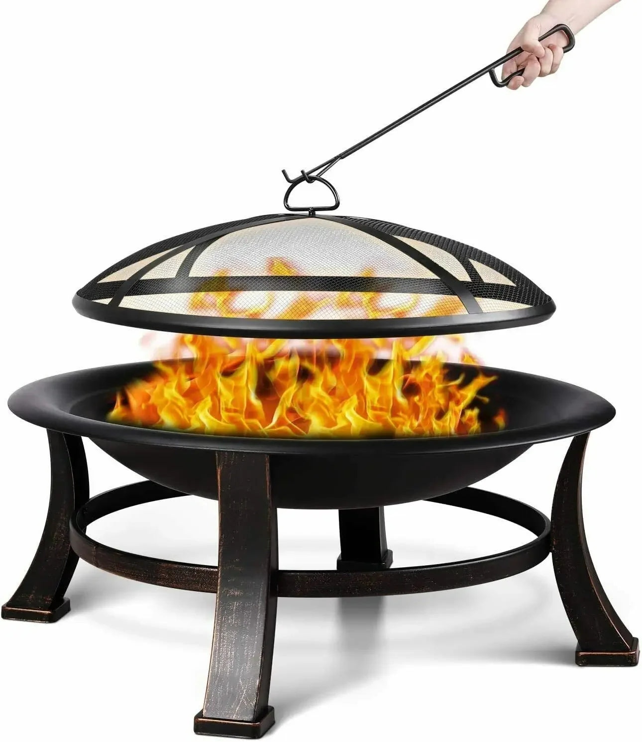 30" Stalen Vuurschaal & BBQ Grill | Outdoor Fire Pit voor Tuin & Camping