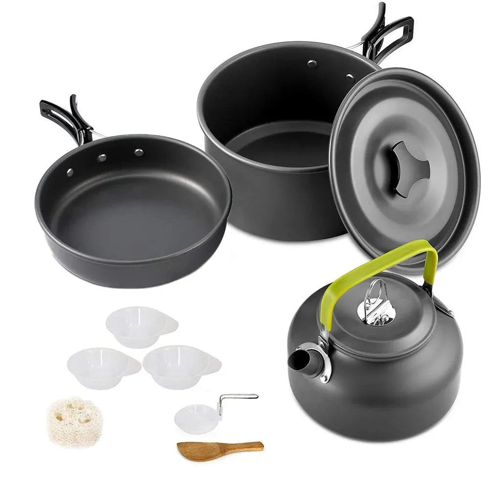 Camping Cooking Set | Outdoor Kookset met Teapot en Non-stick Pannen voor 2-3 Personen