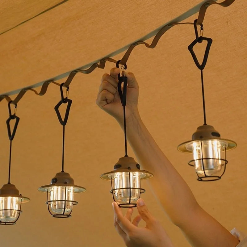 Outdoor Retro Smalldroplight | USB Oplaadbare LED Camping Hanglamp voor Sfeer en Tentverlichting