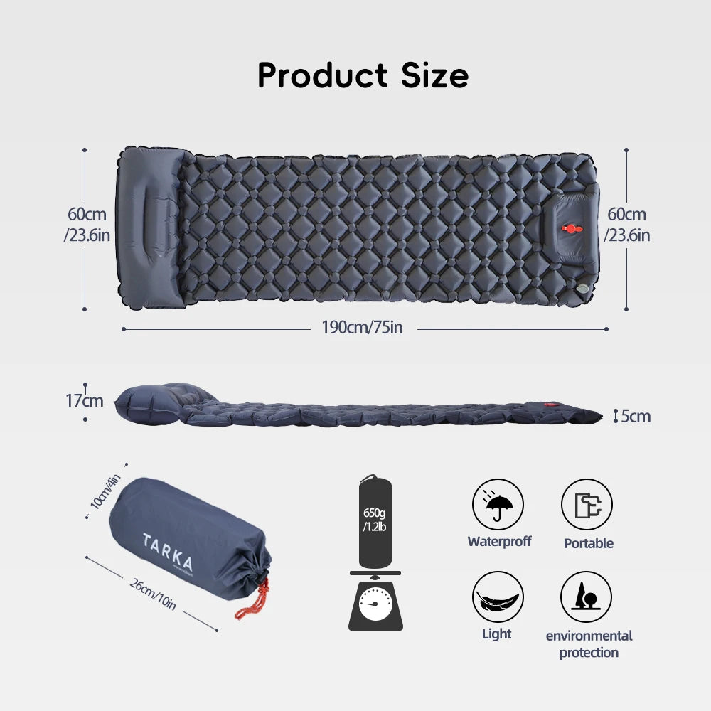 Inflatabele Campingmat met Kussen | Zelfopblazende Slaapmat voor Kamperen, Hiking en Klimmen