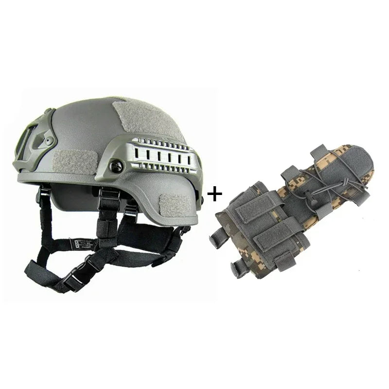 MICH2000 Airsoft MH Tactical Helm – Militärhelm mit Batterietasche für Airsoft, Jagd und Sicherheit