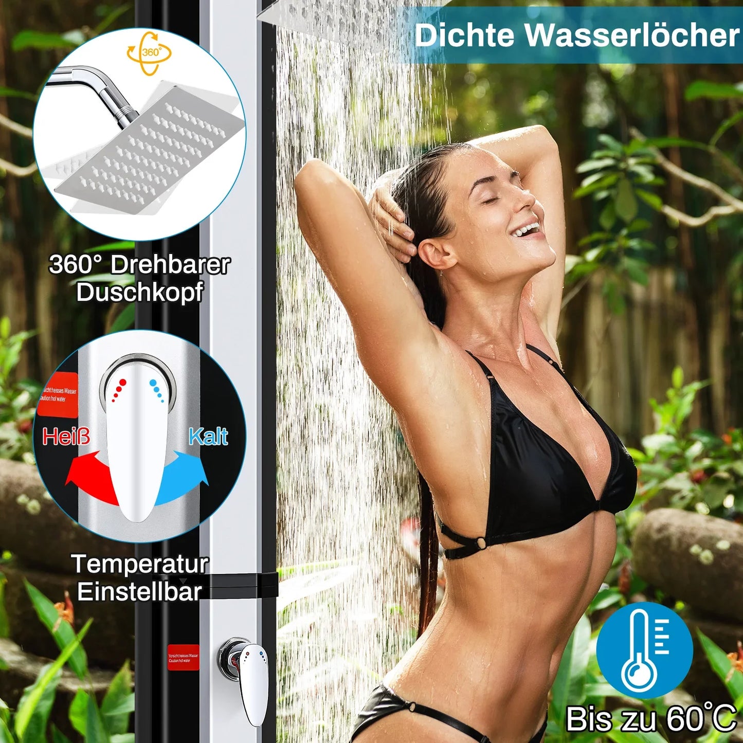 35L/40L Solar Tuindouche – Warm & Koud Water, Aluminium Outdoor Douche voor Zwembad, Tuin & Strand