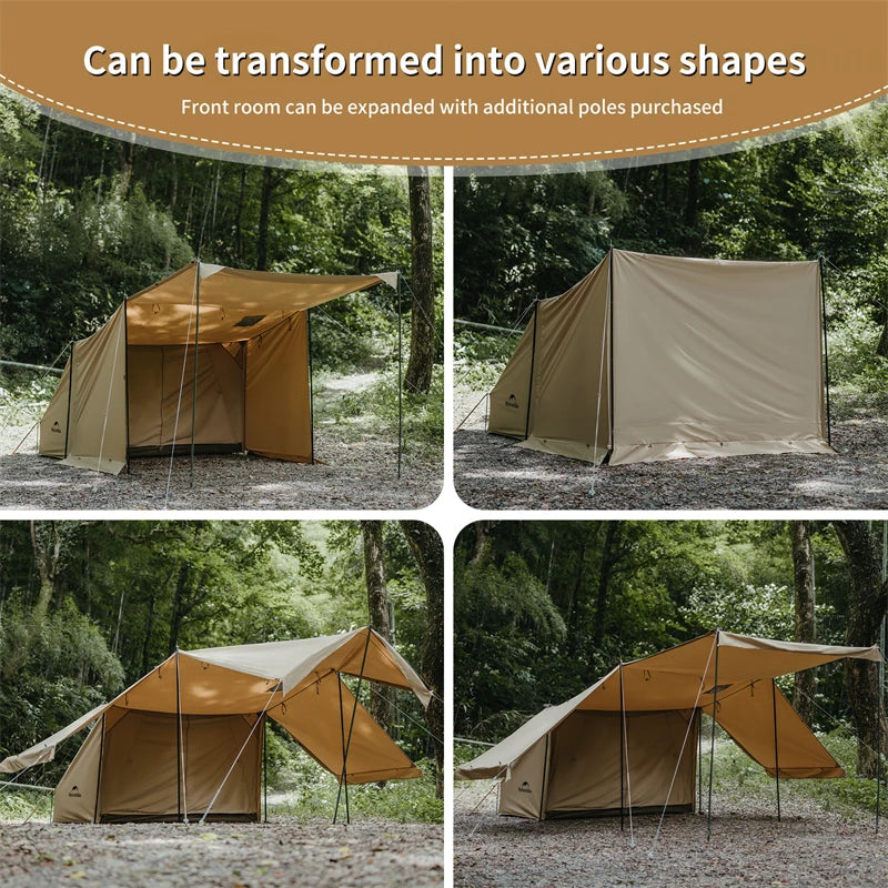 Naturehike TC Cotton Militärzelt – 4-Jahreszeiten-Campingzelt mit Kaminöffnung für Survival und Bushcraft