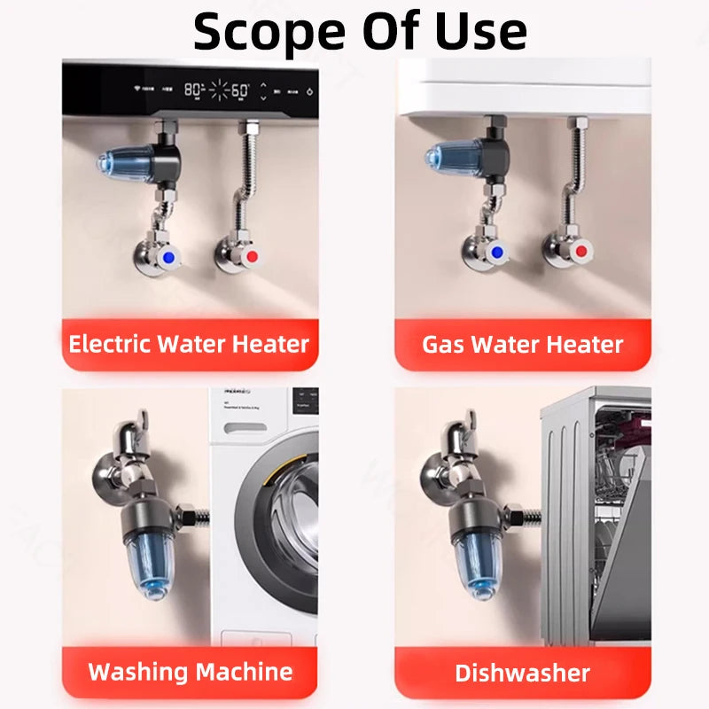 Edelstahl-Wasserfilter fürs Badezimmer – Wiederverwendbarer Messing-Vorfilter mit reinigbarem Filterelement