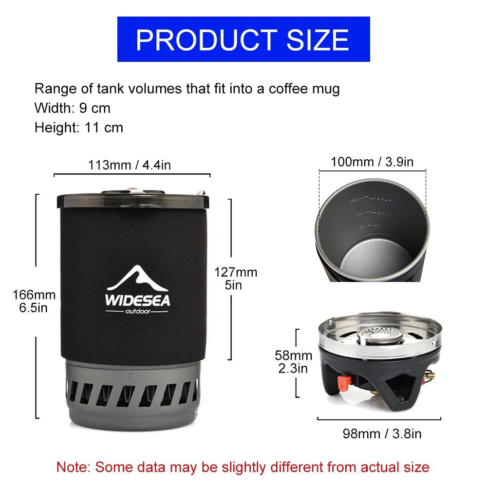 Camping Cooking System met Warmtewisselaar | Outdoor Gasfornuis met Koffiepot en Bestek voor Kamperen en Toerisme