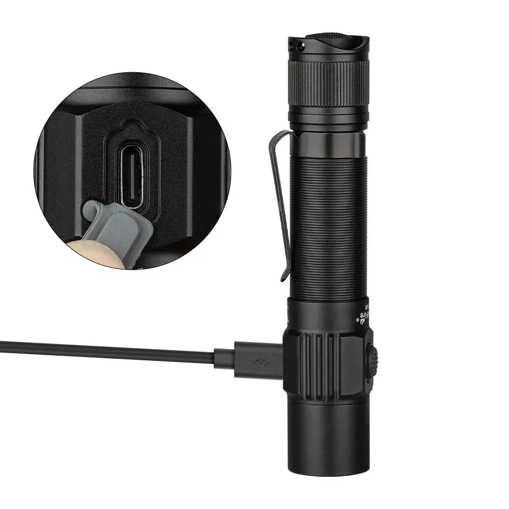 Tactische LED Zaklamp 1800 Lumen - Krachtige Oplaadbare Zaklamp met Type C USB voor Leger en Outdoor
