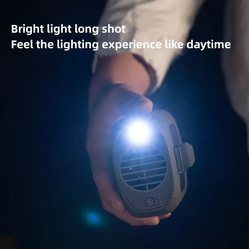 Draagbare Multifunctionele Outdoor Ventilator – USB Mini Nekventilator met 8000mAh Powerbank & LED Licht