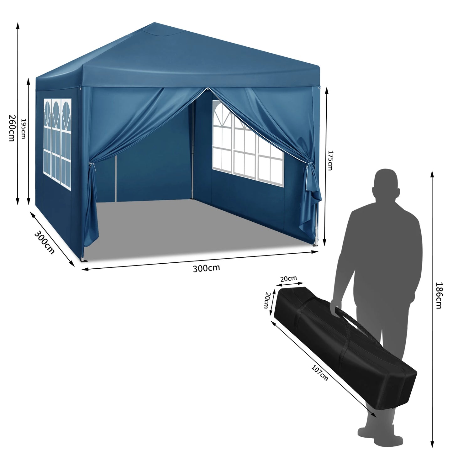 Opvouwbare Partytent 3x3m – Waterdicht & UV-bescherming met Draagtas