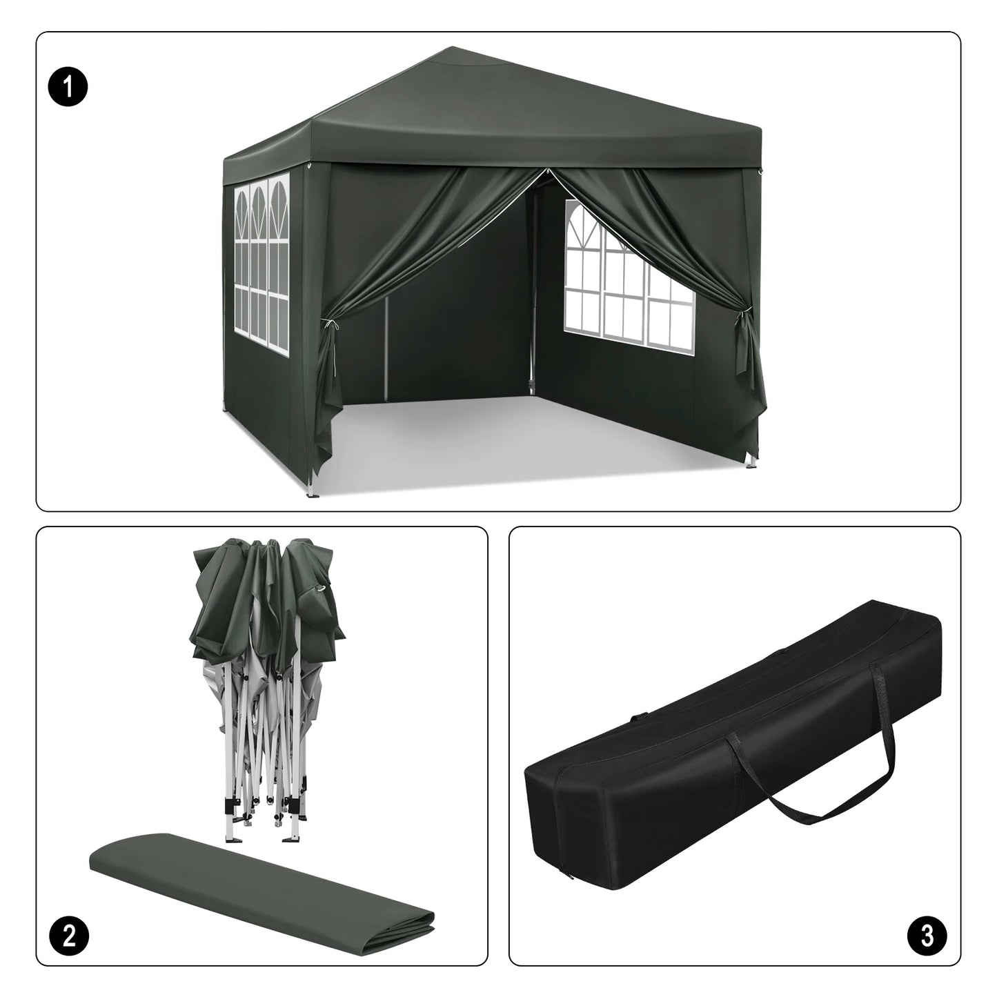 Opvouwbare Partytent 3x3m – Waterdicht & UV-bescherming met Draagtas
