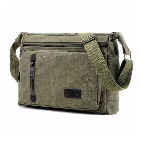 Canvas Schoudertas - Retro Crossbody Unisex Tas, Meerlaagse Opbergruimte, Casual en Duurzaam