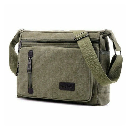 Canvas Schoudertas - Retro Crossbody Unisex Tas, Meerlaagse Opbergruimte, Casual en Duurzaam