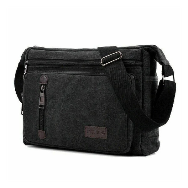 Canvas Schoudertas - Retro Crossbody Unisex Tas, Meerlaagse Opbergruimte, Casual en Duurzaam
