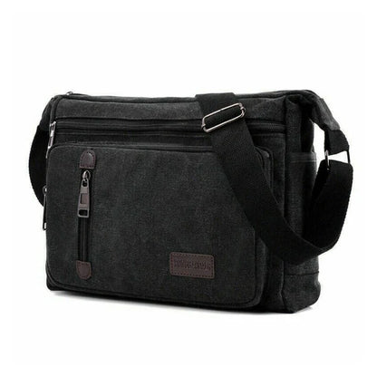 Canvas Schoudertas - Retro Crossbody Unisex Tas, Meerlaagse Opbergruimte, Casual en Duurzaam
