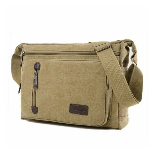 Canvas Schoudertas - Retro Crossbody Unisex Tas, Meerlaagse Opbergruimte, Casual en Duurzaam