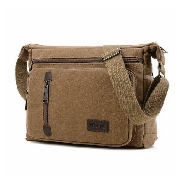 Canvas Schoudertas - Retro Crossbody Unisex Tas, Meerlaagse Opbergruimte, Casual en Duurzaam
