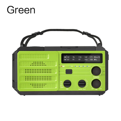 Multifunctionele Weer- en Noodradio – Handcrank, Solar, USB Opladen, Powerbank, LED Zaklamp