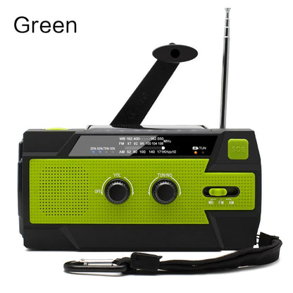 Multifunctionele Weer- en Noodradio – Handcrank, Solar, USB Opladen, Powerbank, LED Zaklamp