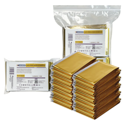 Muntrade Nood Thermo Deken | Gouden en Zilver Aluminized Isothermische Deken voor Survival en Eerste Hulp
