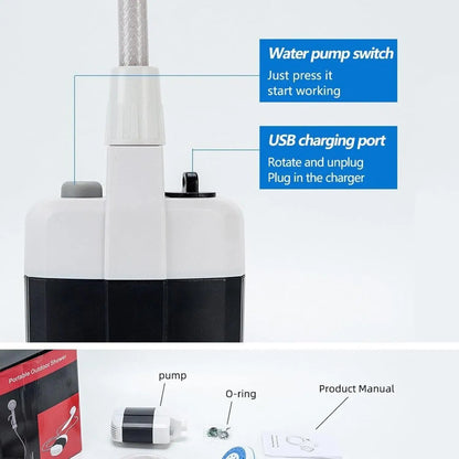 Draagbare Campingdouche - USB Oplaadbare Buiten Douche Pomp voor Kamperen, Hondenwassen, Tuinieren en Auto Reiniging