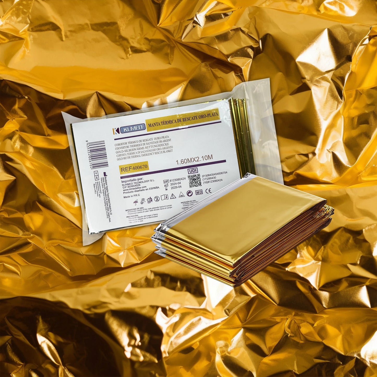 Muntrade Nood Thermo Deken | Gouden en Zilver Aluminized Isothermische Deken voor Survival en Eerste Hulp