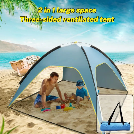 Snel Opvouwbare Strandtent – Automatische Zonnescherm Tent voor Camping & Outdoor (3-4 Personen)