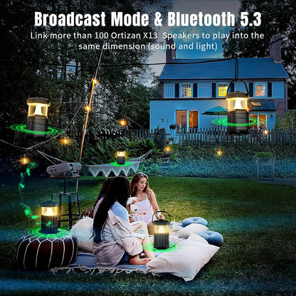 Ortizan Outdoor Bluetooth Speaker & Camping Lantaarn | IPX7 Waterdicht | LED Verlichting | 30W Draadloze Speaker