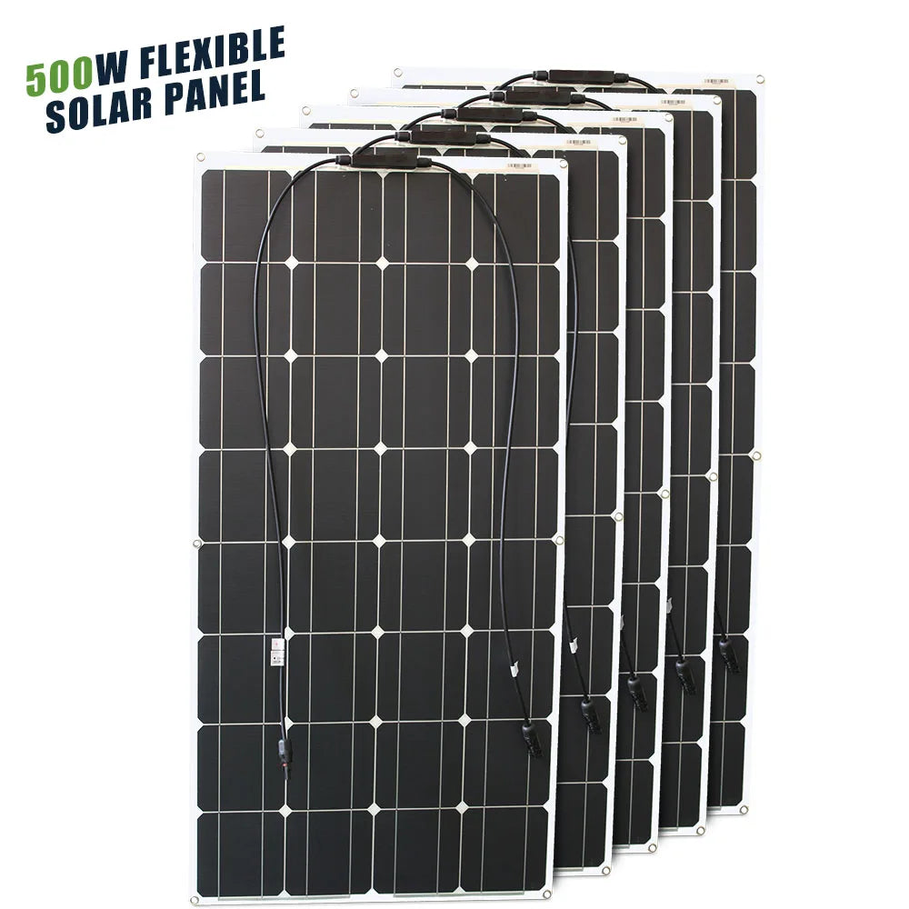 12V Flexibel Monokristallijn Zonnepaneel – 100W tot 600W Waterdicht Solar Panel voor RV & Boot