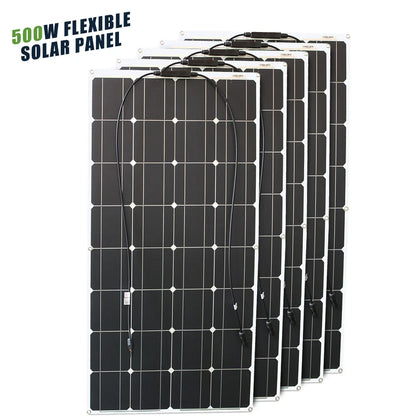12V Flexibel Monokristallijn Zonnepaneel – 100W tot 600W Waterdicht Solar Panel voor RV & Boot