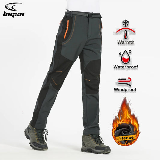 Warme Fleece Outdoor Winterbroek Heren – Waterdichte Softshell Wandelbroek voor Hiking, Ski & Kamperen