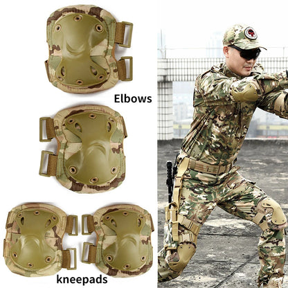 Taktische Knie- und Ellbogenschützer – militärische Airsoft-Sicherheitsausrüstung, Outdoor-Jagd-Knieschützer