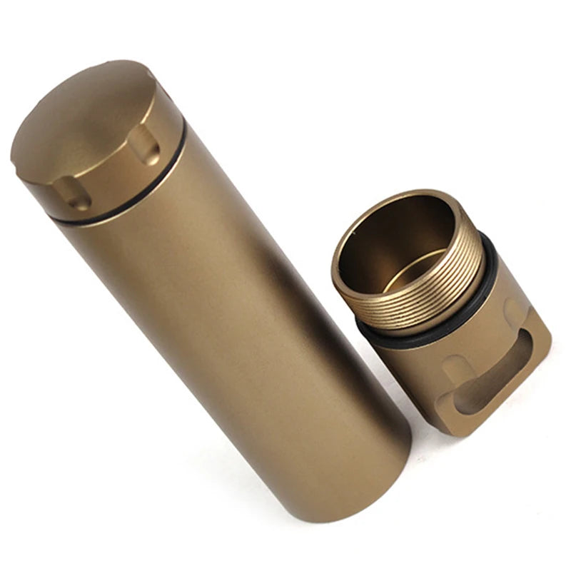 Portable Waterproof Capsule - Aluminum Outdoor Survival Pill Box, Multifunctional Container, Lockable Storage Tank