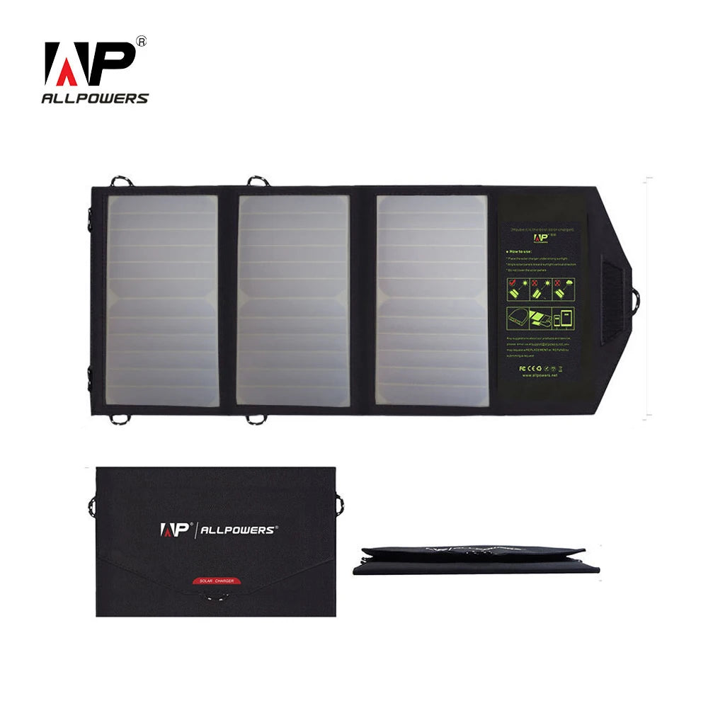21W Opvouwbare Solar Oplader met 2 USB-Poorten – Draagbaar Zonnepaneel voor iPhone, iPad, GoPro, Huawei & Outdoor Camping