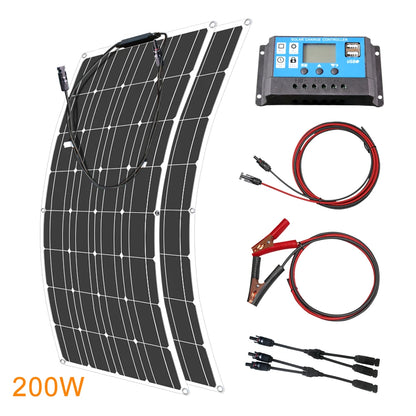 12V Flexibel Monokristallijn Zonnepaneel – 100W tot 600W Waterdicht Solar Panel voor RV & Boot